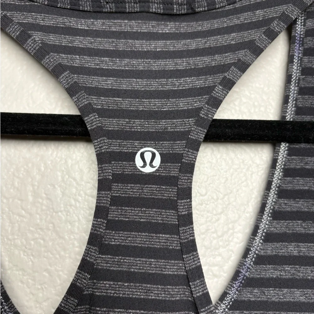 lululemon athletica Black and Gray Striped Racerback Tank Top